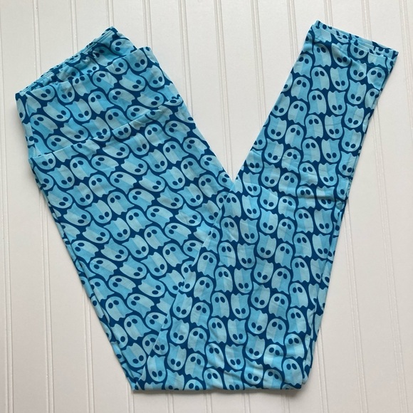 🎃👻 NWT LuLaRoe TC leggings Halloween blue ghosts sz 12-18 rare HTF UNICORN 🦄 - Picture 1 of 3
